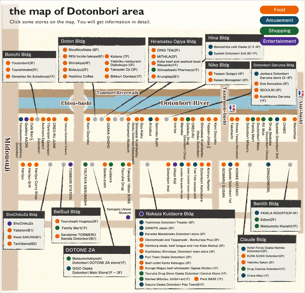 the map of Dotonbori area