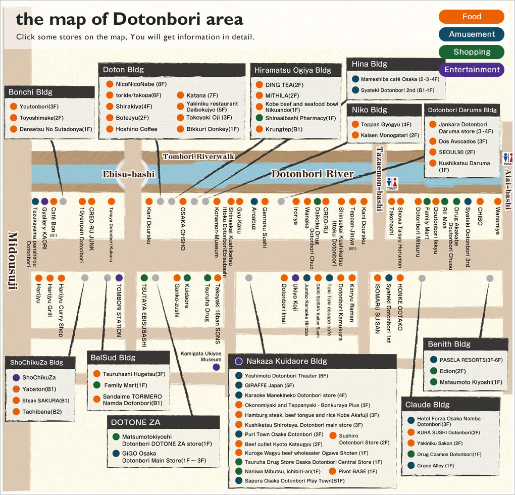 the map of Dotonbori area
