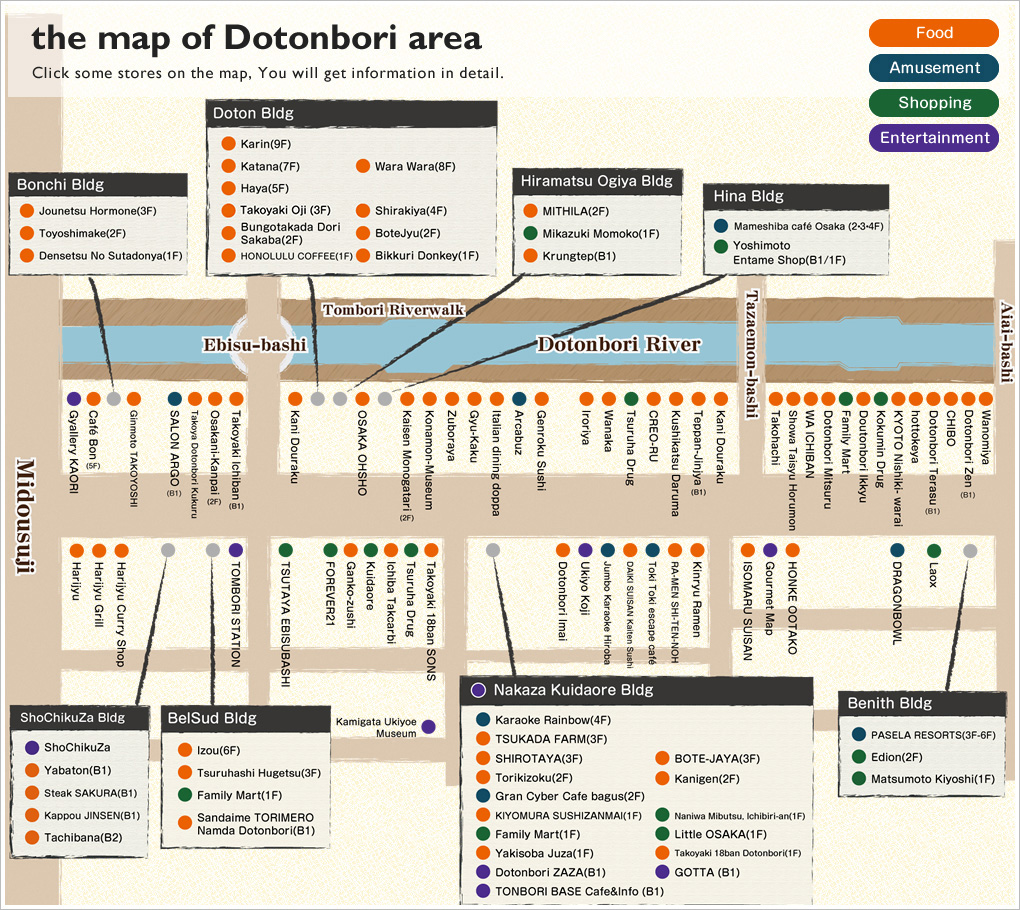 the map of Dotonbori area