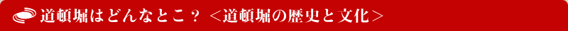 道頓堀はどんなとこ？＜道頓堀の歴史と文化＞