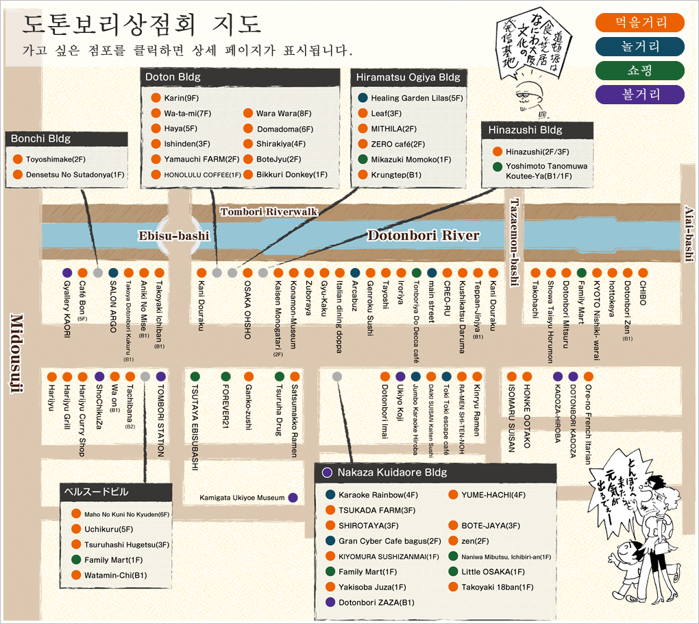 도톤보리상가 안내도